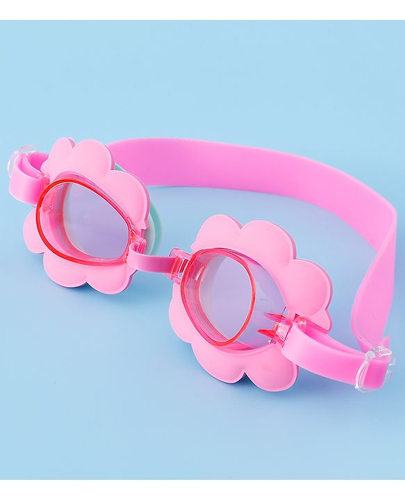 Babyhug Swimming Goggles With Floral Applique - Pink