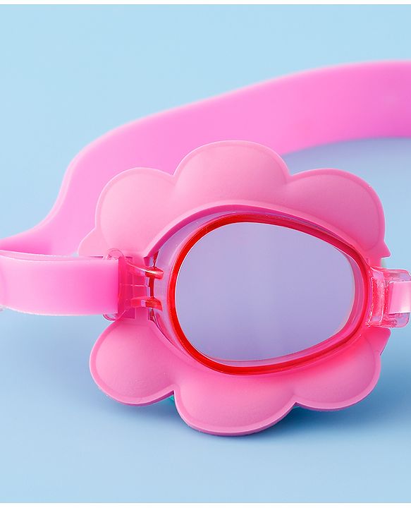 Babyhug Swimming Goggles With Floral Applique - Pink