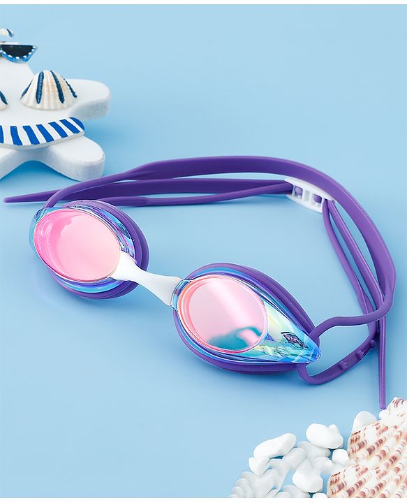 Pine Active Free Size Solid Coloured Swimming Goggles - Purple
