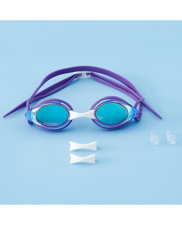 Pine Active Free Size Solid Coloured Swimming Goggles - Purple