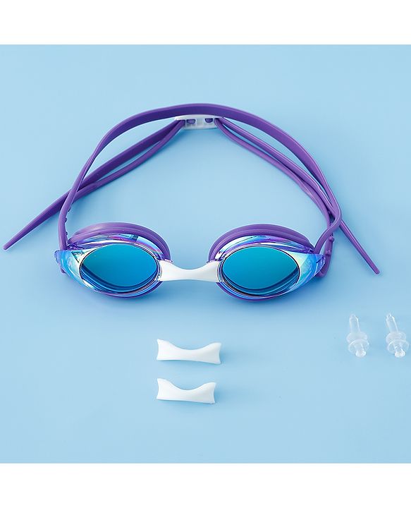 Pine Active Free Size Solid Coloured Swimming Goggles - Purple