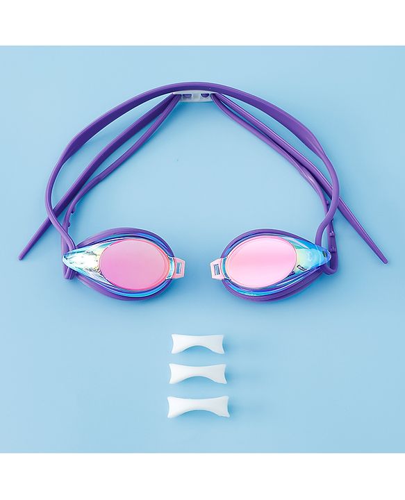 Pine Active Free Size Solid Coloured Swimming Goggles - Purple