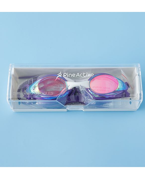 Pine Active Free Size Solid Coloured Swimming Goggles - Purple