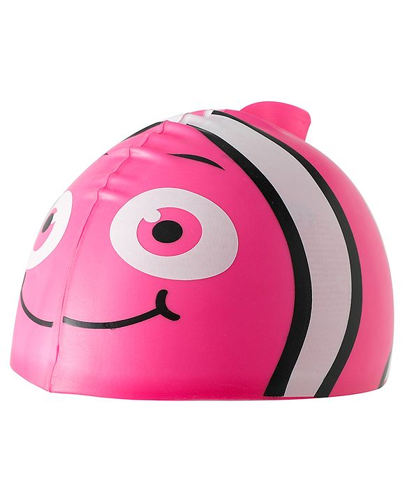 Babyhug Swimming Cap With Fish Print - Dark Pink