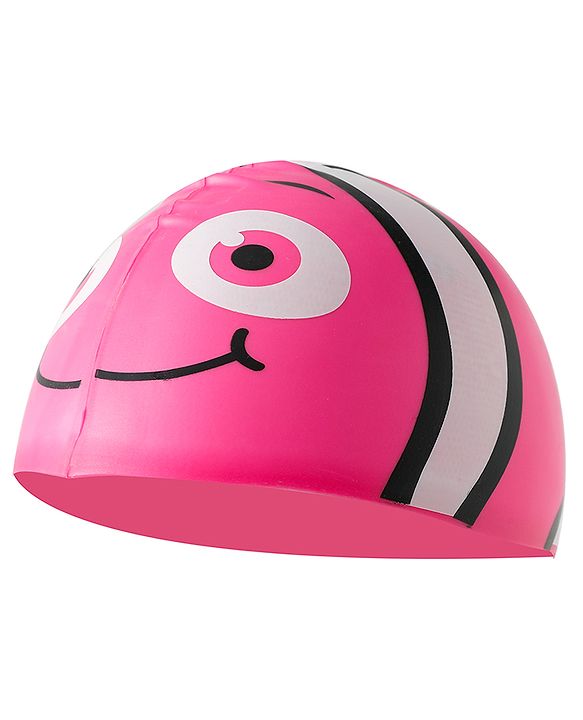 Babyhug Swimming Cap With Fish Print - Dark Pink