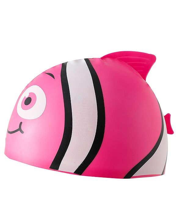 Babyhug Swimming Cap With Fish Print - Dark Pink