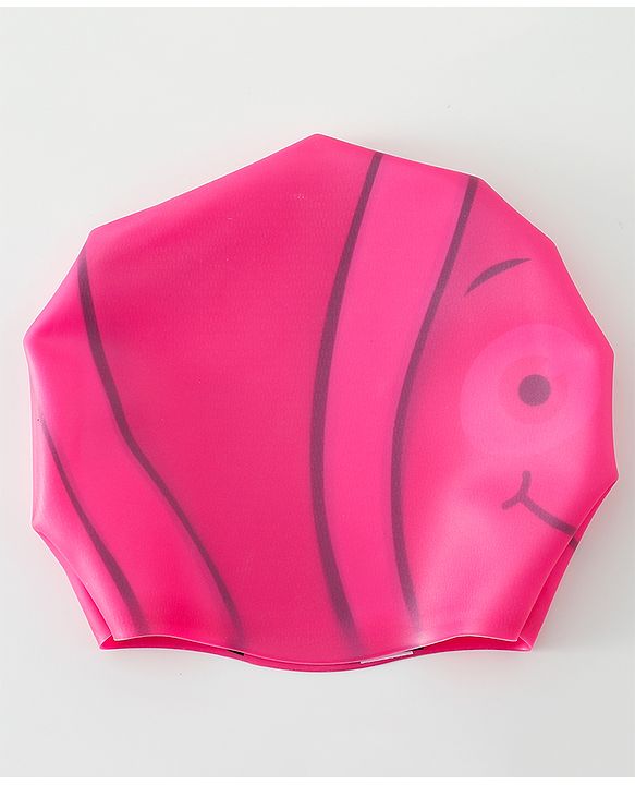 Babyhug Swimming Cap With Fish Print - Dark Pink