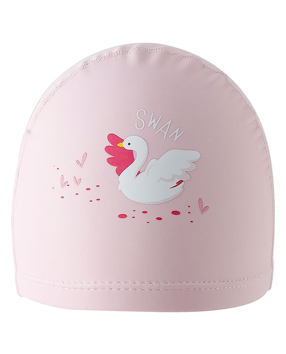 Babyhug Swimming Cap With Swan Print - Pink