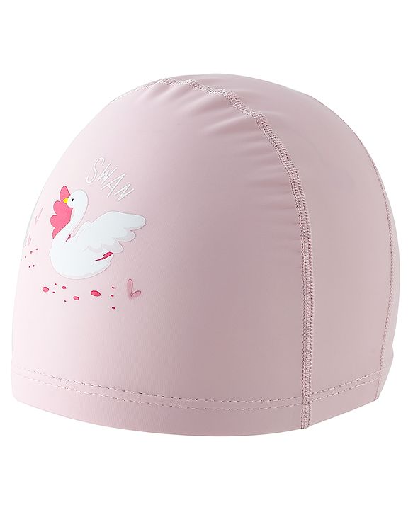 Babyhug Swimming Cap With Swan Print - Pink