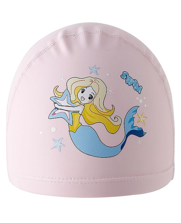 Babyhug Swimming Cap With Mermaid Print - Pink