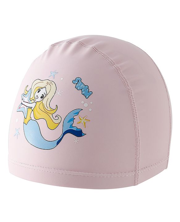 Babyhug Swimming Cap With Mermaid Print - Pink