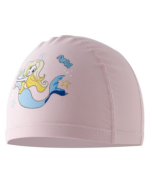 Babyhug Swimming Cap With Mermaid Print - Pink