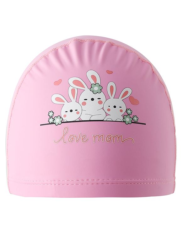 Babyhug Swimming Cap With Bunny Print - Pink