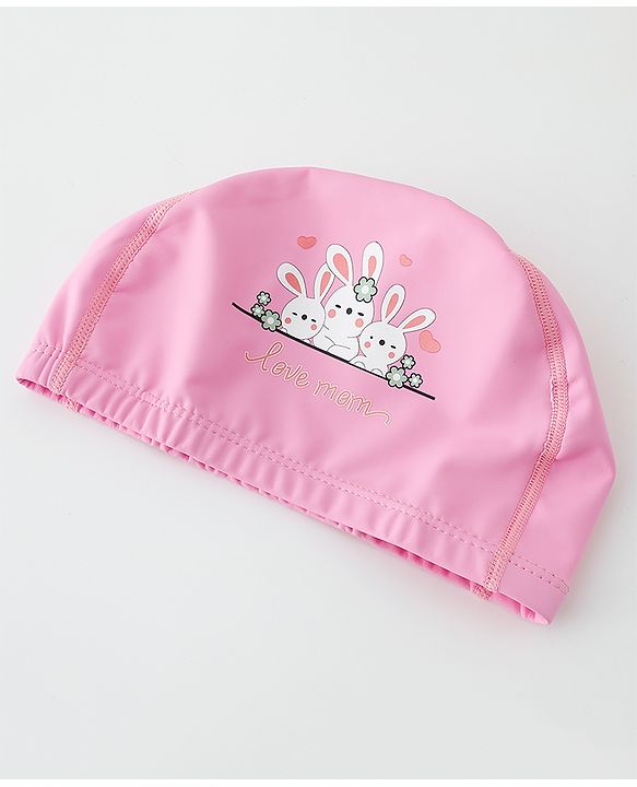 Babyhug Swimming Cap With Bunny Print - Pink