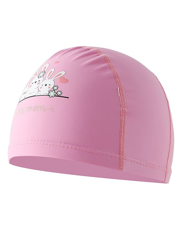 Babyhug Swimming Cap With Bunny Print - Pink