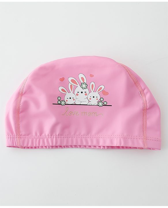 Babyhug Swimming Cap With Bunny Print - Pink