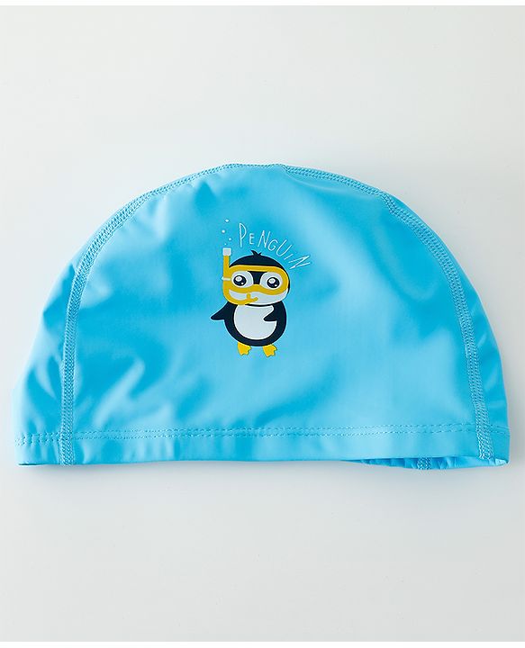 Babyhug Swimming Cap With Penguin Print - Blue