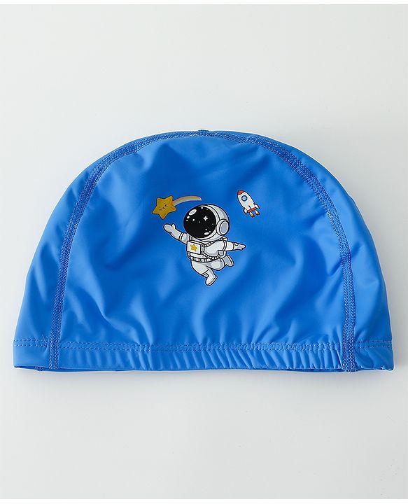 Babyhug Swimming Cap With Astronaut Print - Blue