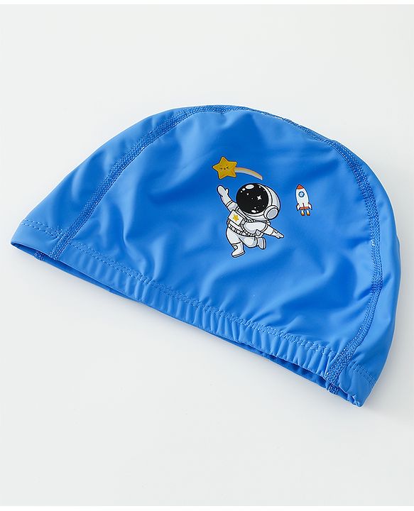 Babyhug Swimming Cap With Astronaut Print - Blue