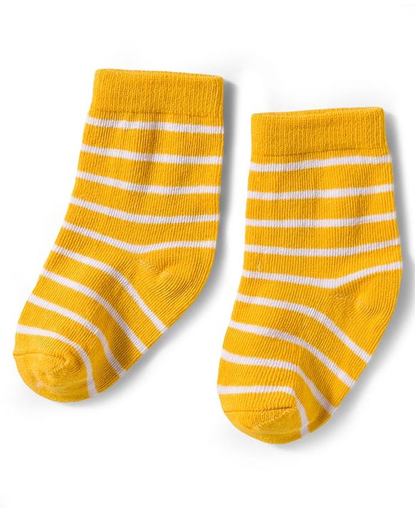 Cute Walk by Babyhug Knit Ankle Length Antibacterial Socks With Animal Print Pack Of 3 - Green & Yellow
