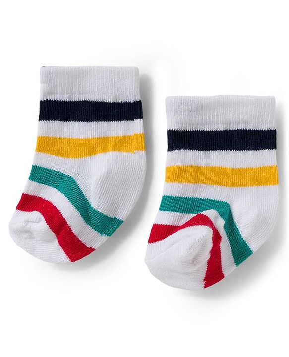 Cute Walk by Babyhug Knit Ankle Length Antibacterial Socks With Dino & Vehicle Print Pack Of 3 - Yellow & White