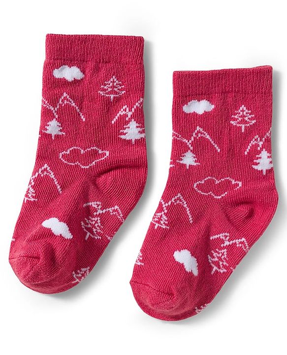 Cute Walk by Babyhug Knit Ankle Length Anti Bacterial Socks With Animal Design Pack Of 3 - White Blue & Dark Pink