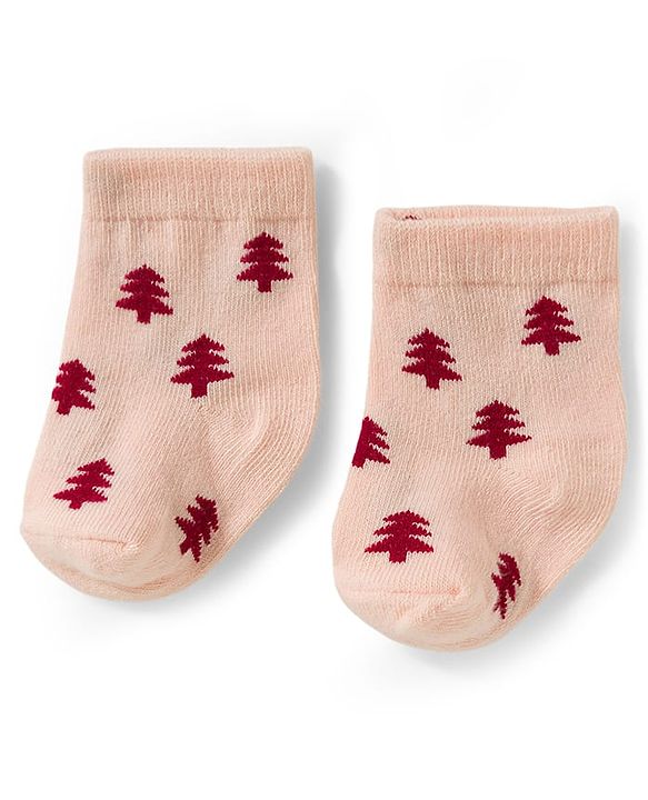Cute Walk by Babyhug Knit Ankle Length Antibacterial Socks With Dino Design Pack Of 3 - Maroon Orange & Peach
