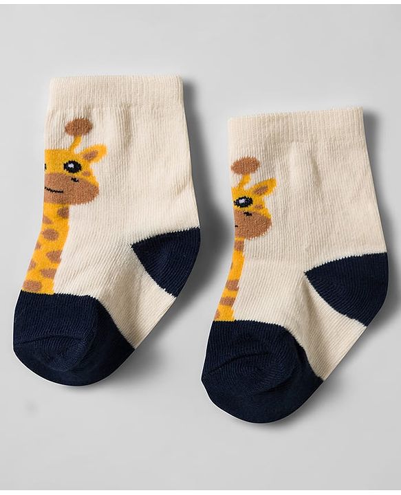 Cute Walk by Babyhug Knit Ankle Length Antibacterial Socks With Animal Design Pack Of 3 - Yellow