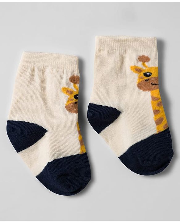Cute Walk by Babyhug Knit Ankle Length Antibacterial Socks With Animal Design Pack Of 3 - Yellow