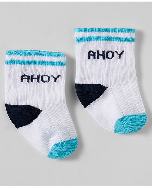 Cute Walk by Babyhug knit Ankle Length Socks With Animal Design Pack Of 3 - White & Black
