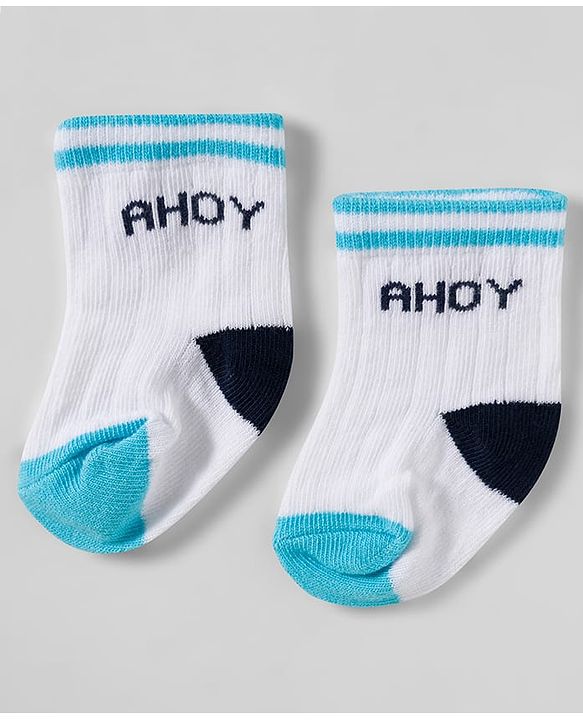 Cute Walk by Babyhug knit Ankle Length Socks With Animal Design Pack Of 3 - White & Black