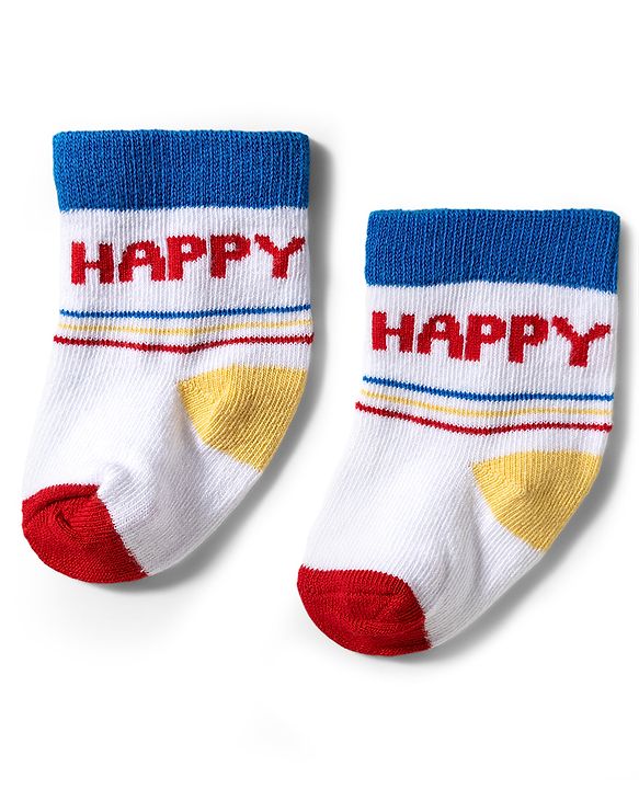 Cute Walk by Babyhug Knit Ankle Length Antibacterial Socks with Design & Stripes Pack of 3 - Multicolor