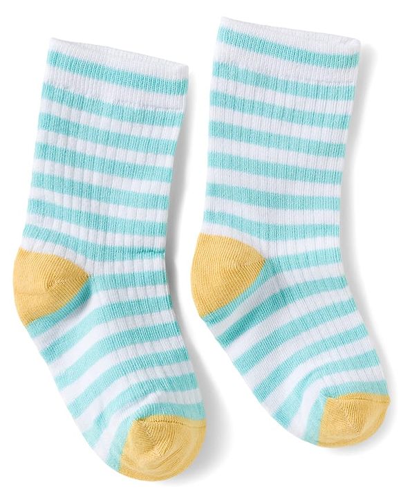 Cute Walk by Babyhug Knit Ankle Length Antibacterial Socks With Stripe & Vehicle Design Pack Of 3 - Navy Blue Light Blue & Yellow
