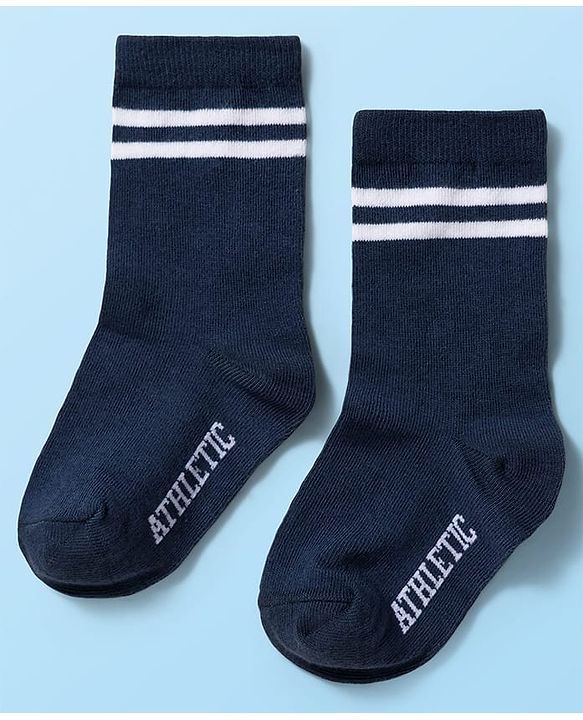 Cute Walk by Babyhug Knit Ankle Length Antibacterial Socks With Stripe Design Pack Of 3 - Navy Blue White & Maroon