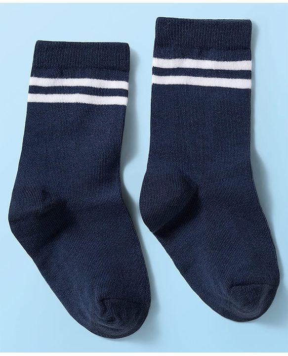 Cute Walk by Babyhug Knit Ankle Length Antibacterial Socks With Stripe Design Pack Of 3 - Navy Blue White & Maroon