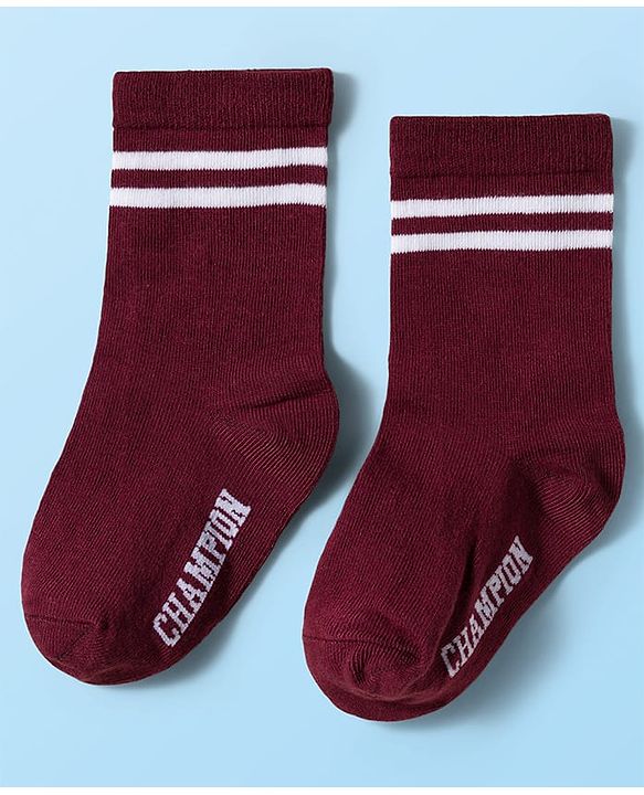 Cute Walk by Babyhug Knit Ankle Length Antibacterial Socks With Stripe Design Pack Of 3 - Navy Blue White & Maroon