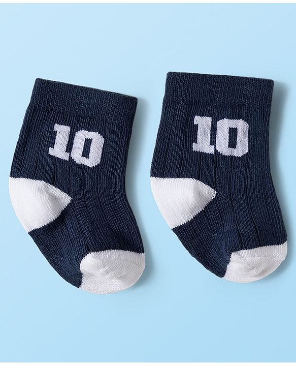 Cute Walk by Babyhug Knit Ankle Length Antibacterial Socks With Stripes & Number Design Pack Of 3 - Multicolor