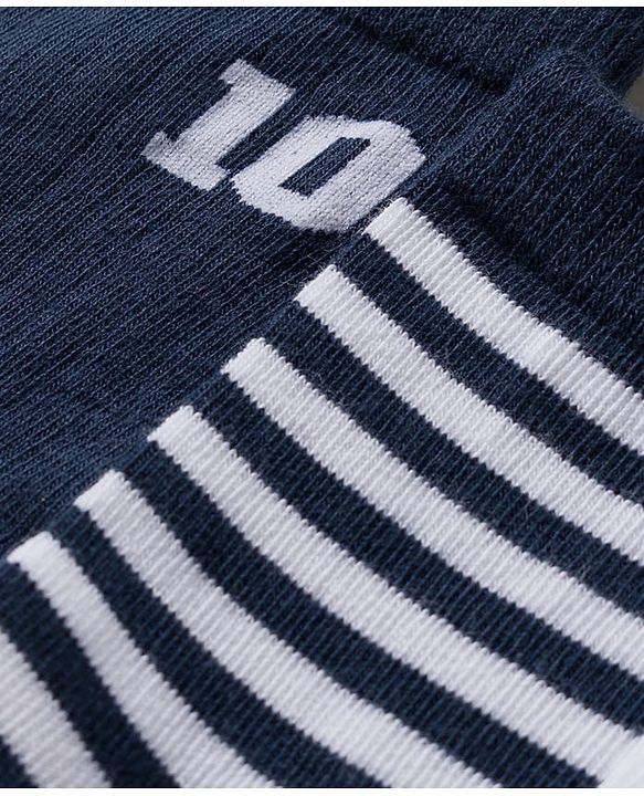 Cute Walk by Babyhug Knit Ankle Length Antibacterial Socks With Stripes & Number Design Pack Of 3 - Multicolor