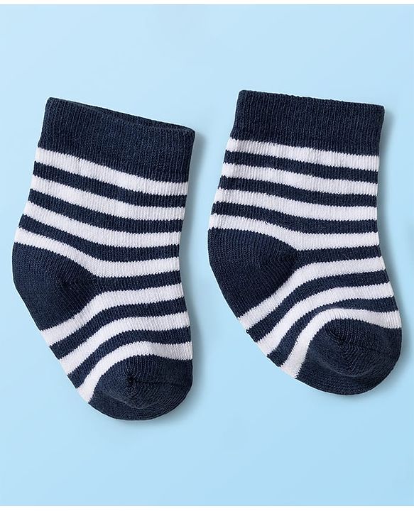 Cute Walk by Babyhug Knit Ankle Length Antibacterial Socks With Stripes & Number Design Pack Of 3 - Multicolor