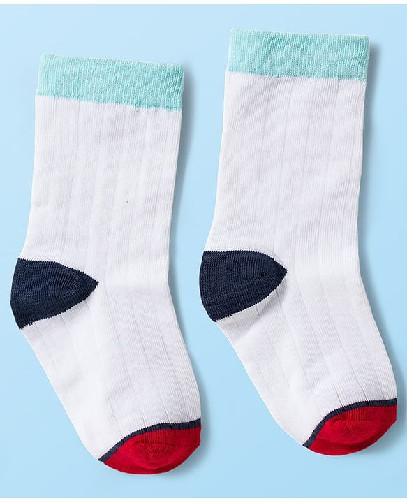 Cute Walk by Babyhug Knit Ankle Length Antibacterial Socks With Vehicle & Stripes Design Pack Of 3 - White