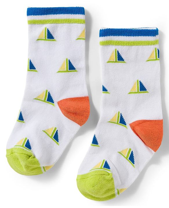 Cute Walk by Babyhug Knit Ankle Length Antibacterial Socks With Sealife Print Pack Of 3 - White & Blue