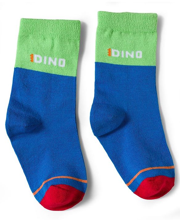 Cute Walk by Babyhug Knit Ankle Length Antibacterial Socks With Dino Print Pack Of 3 - White Blue & Green
