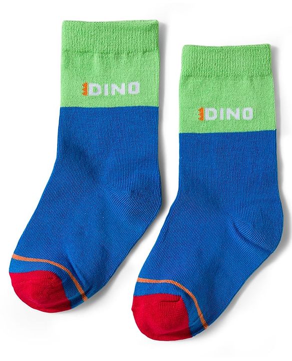 Cute Walk by Babyhug Knit Ankle Length Antibacterial Socks With Dino Print Pack Of 3 - White Blue & Green