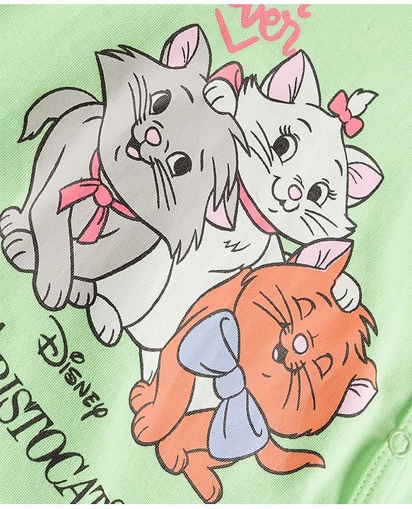 Babyhug Disney Interlock Knit Footed Sleepsuit with Disney Character Graphic Pack of 2 - Light Green & White