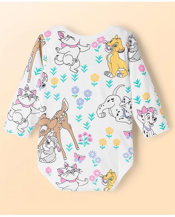 Babyhug Disney Interlock Knit Full Sleeves Onesie with Disney Character Graphic Pack of 3 - Light Blue  White & Light Green