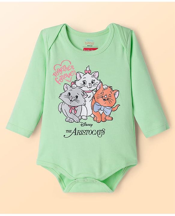 Babyhug Disney Interlock Knit Full Sleeves Onesie with Disney Character Graphic Pack of 3 - Light Blue  White & Light Green
