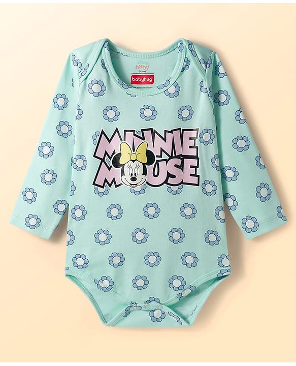 Babyhug Disney Interlock Knit Full Sleeves Onesies with Minnie Mouse Graphic Pack of 3 - Yellow Light Blue & White