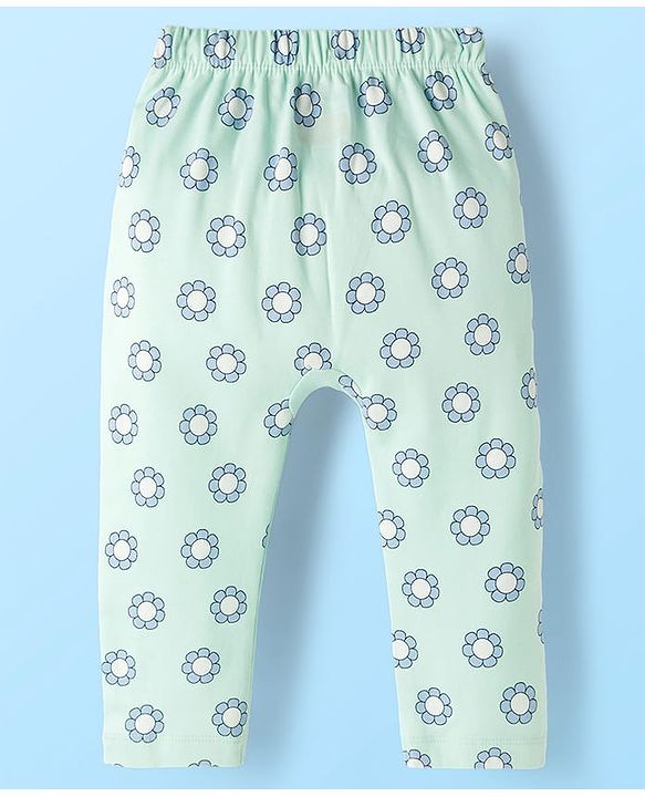 Babyhug Disney Interlock Knit Full Length Diaper Leggings With Minnie Mouse Graphics Pack Of 3 - Pink Light Blue & White