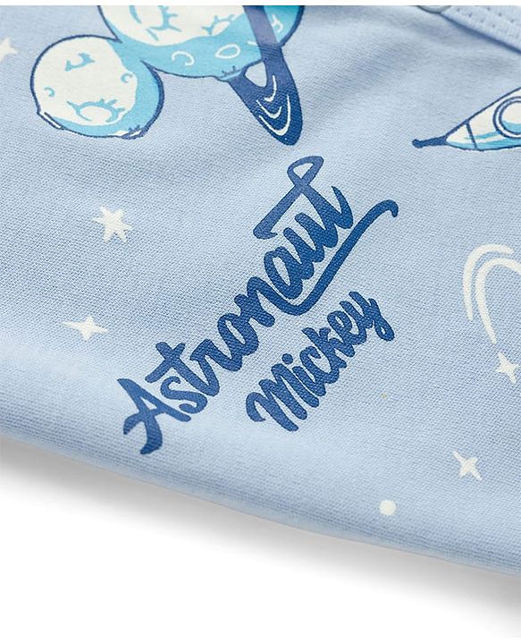 Babyhug Disney Interlock Knit Full Sleeves Sleepsuits With Space Theme Print Pack of 2 - White & Blue
