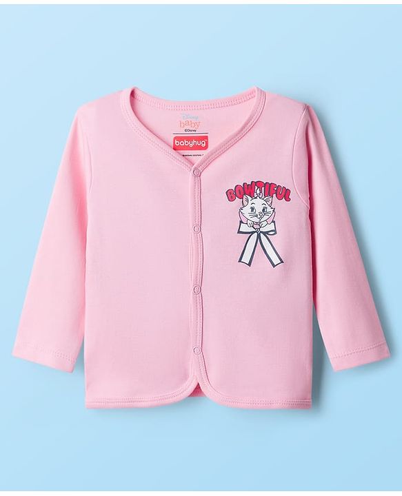 Babyhug Disney Interlock Knit Full Sleeves Front Open Jhabla with Marie Graphic Pack of 3 - Red Pink & White